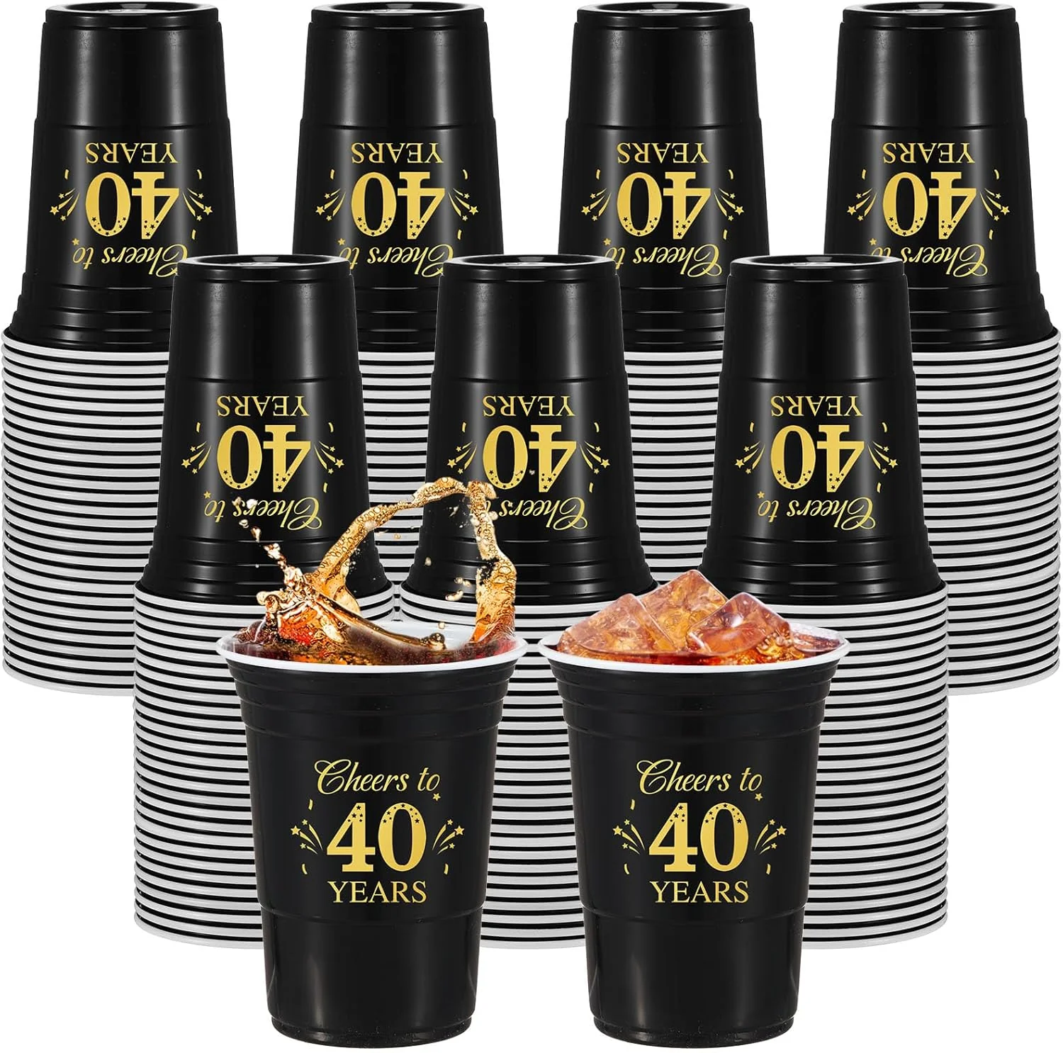 100 Pcs 40th Birthday Cups Bulk, Cheers to 40 Years 16 oz...