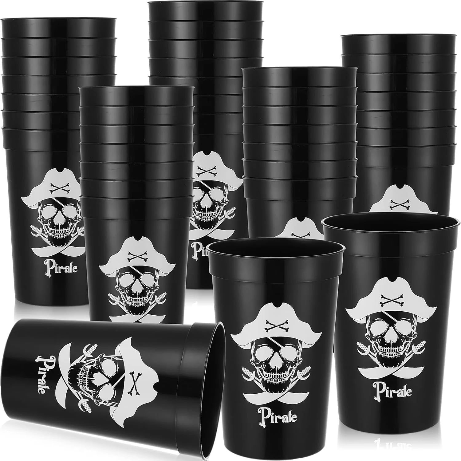 Ziliny 28 Pcs Pirate Plastic Cups - 12oz Reusable