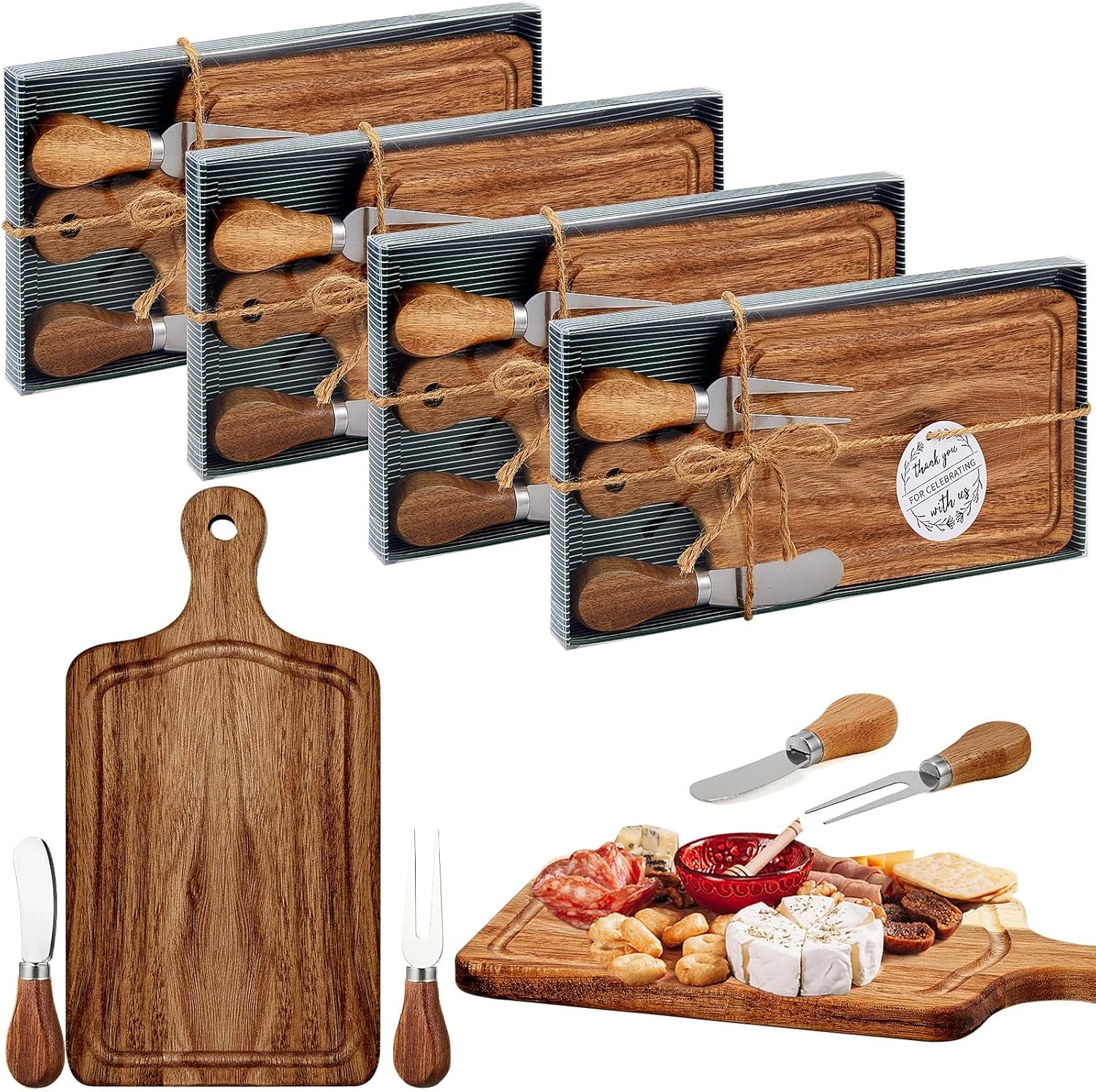 4 Set Bridal Baby Shower Cheese Prizes Wooden Square Board...