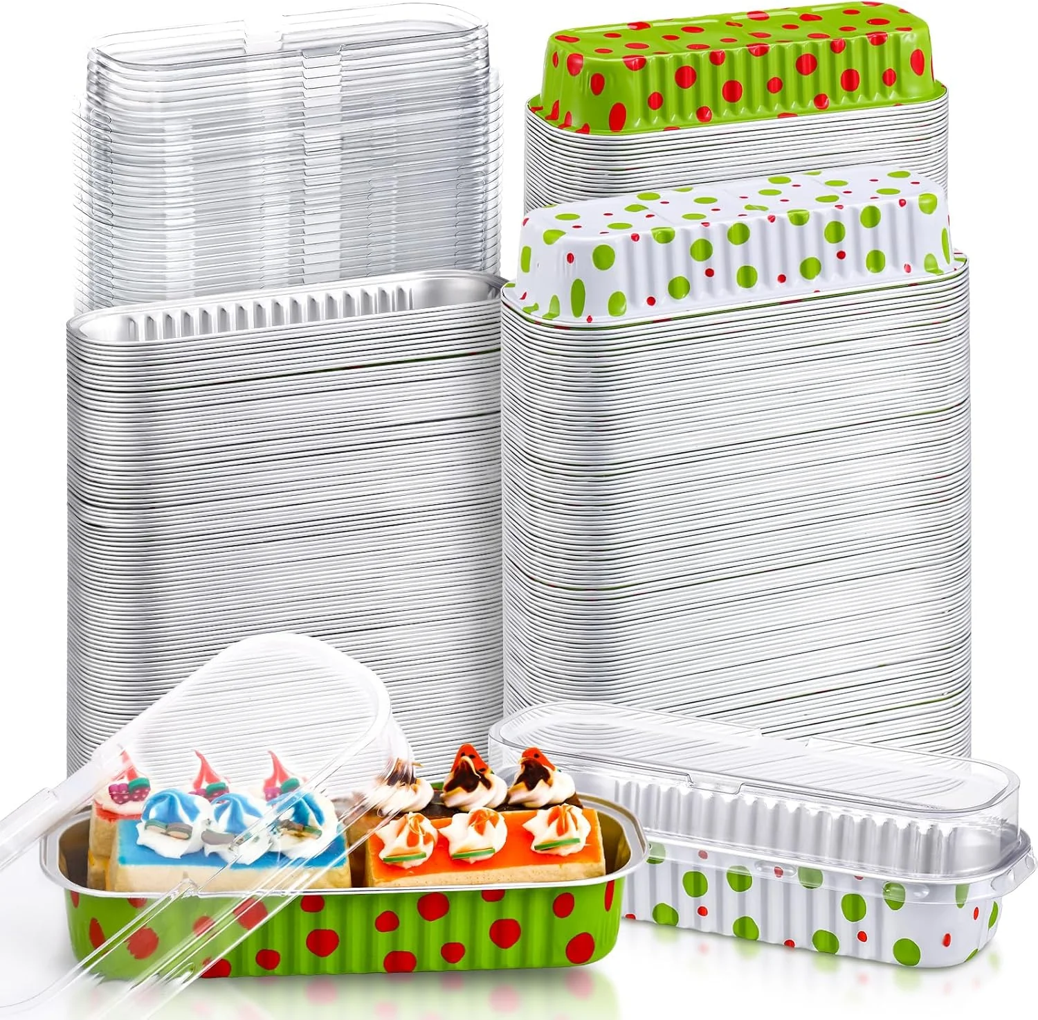 200 Pcs Christmas Aluminum Foil Mini Loaf Pans with Lids...