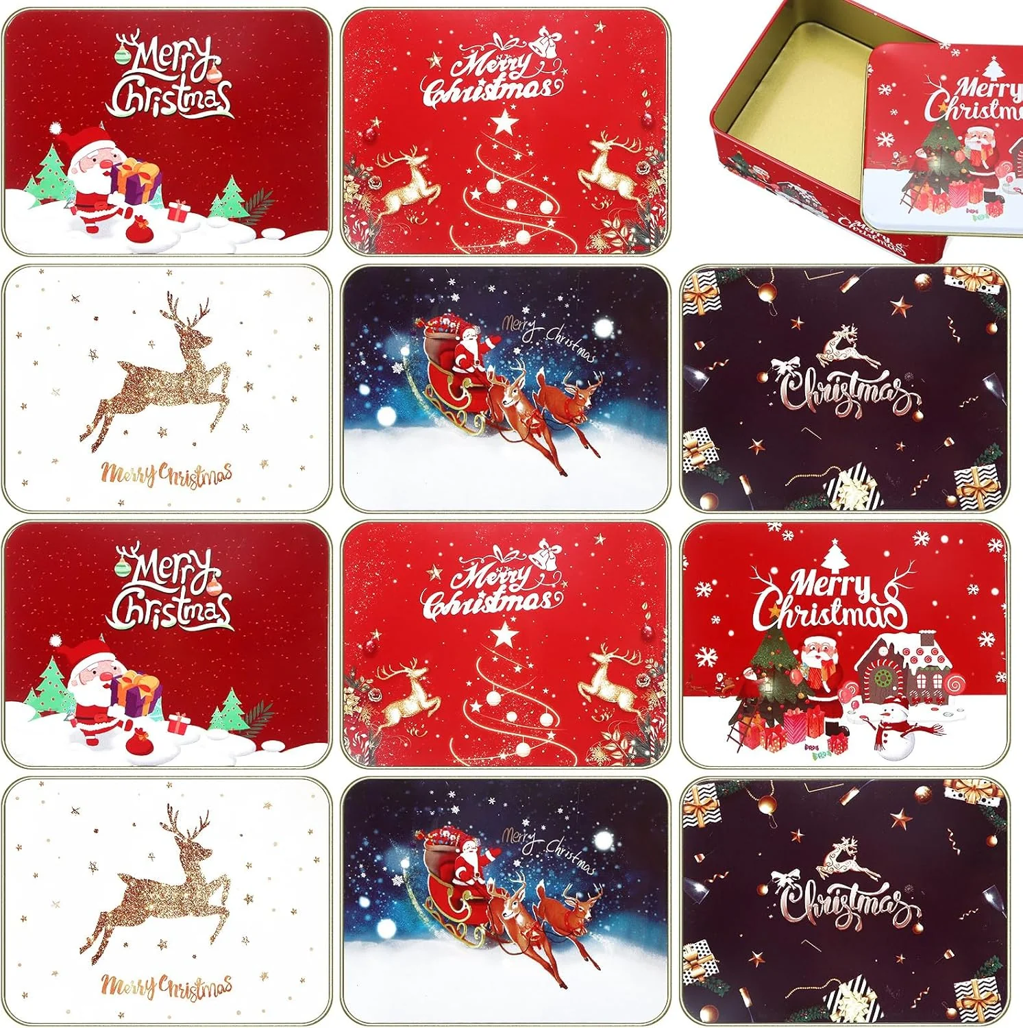 Ziliny 12 Pcs Christmas Tin Gift Box Christmas Cookie
