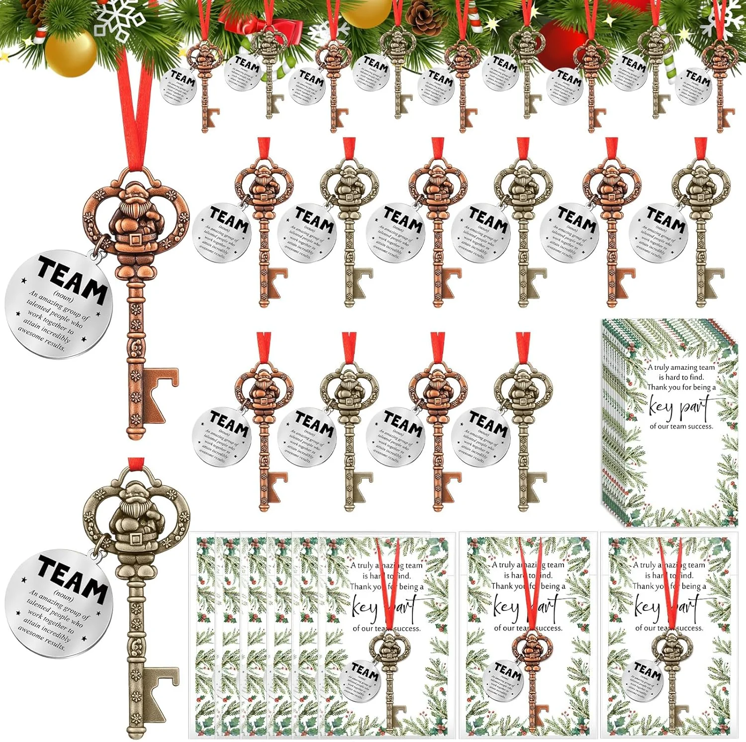 Ziliny 36 Sets Christmas Tree Key Ornament Gifts