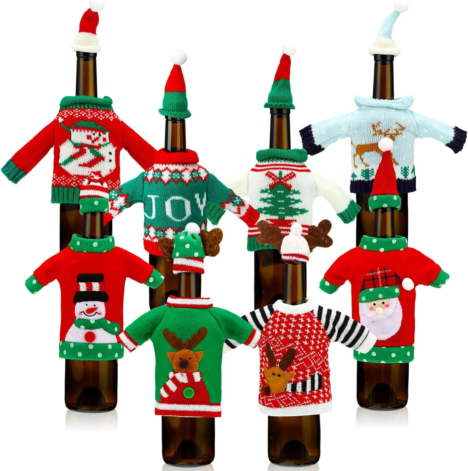 16 Sets Christmas Wine Bottle Covers,Ugly Sweater Wine...