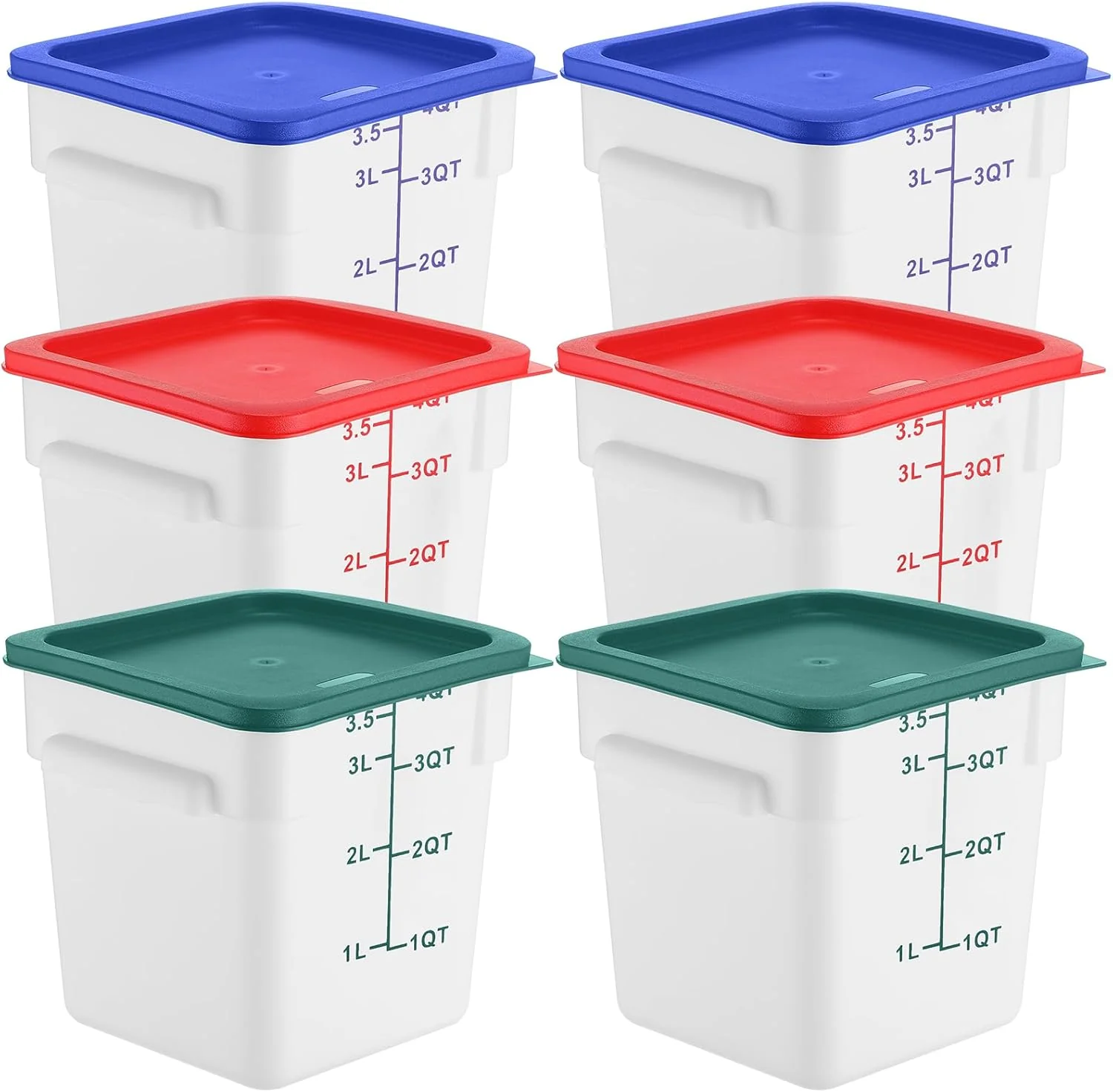 6 Pieces 4 Quart Commercial Food Storage Containers with...