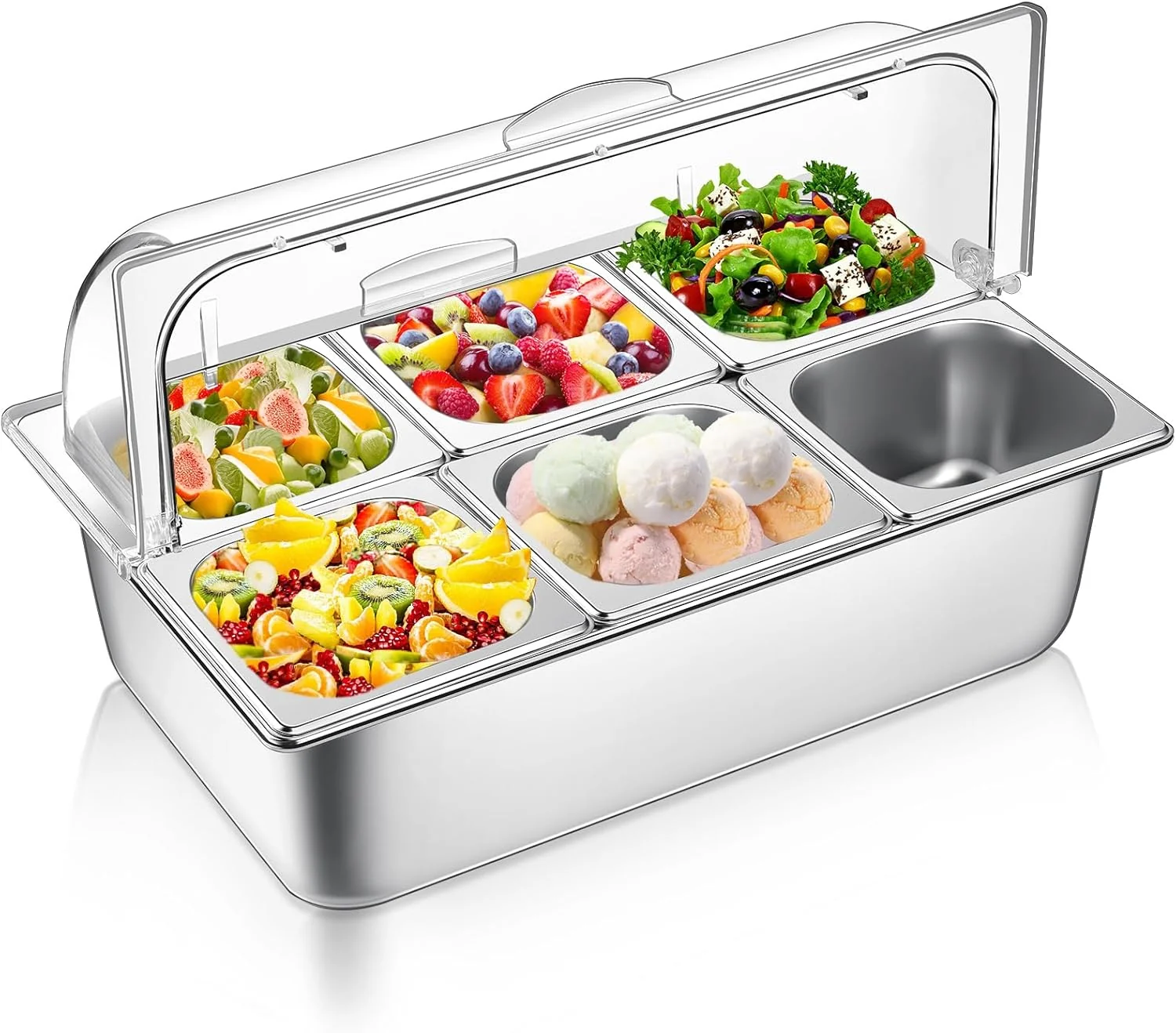 Ziliny Countertop Food Serving Display Container and Clear Roll