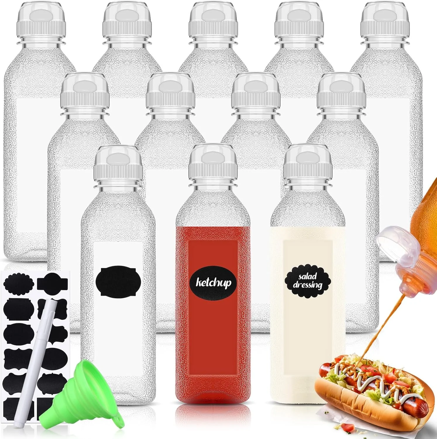 Ziliny 12 Pcs 17 oz Condiment Squeeze Sauce Bottles,Squeeze