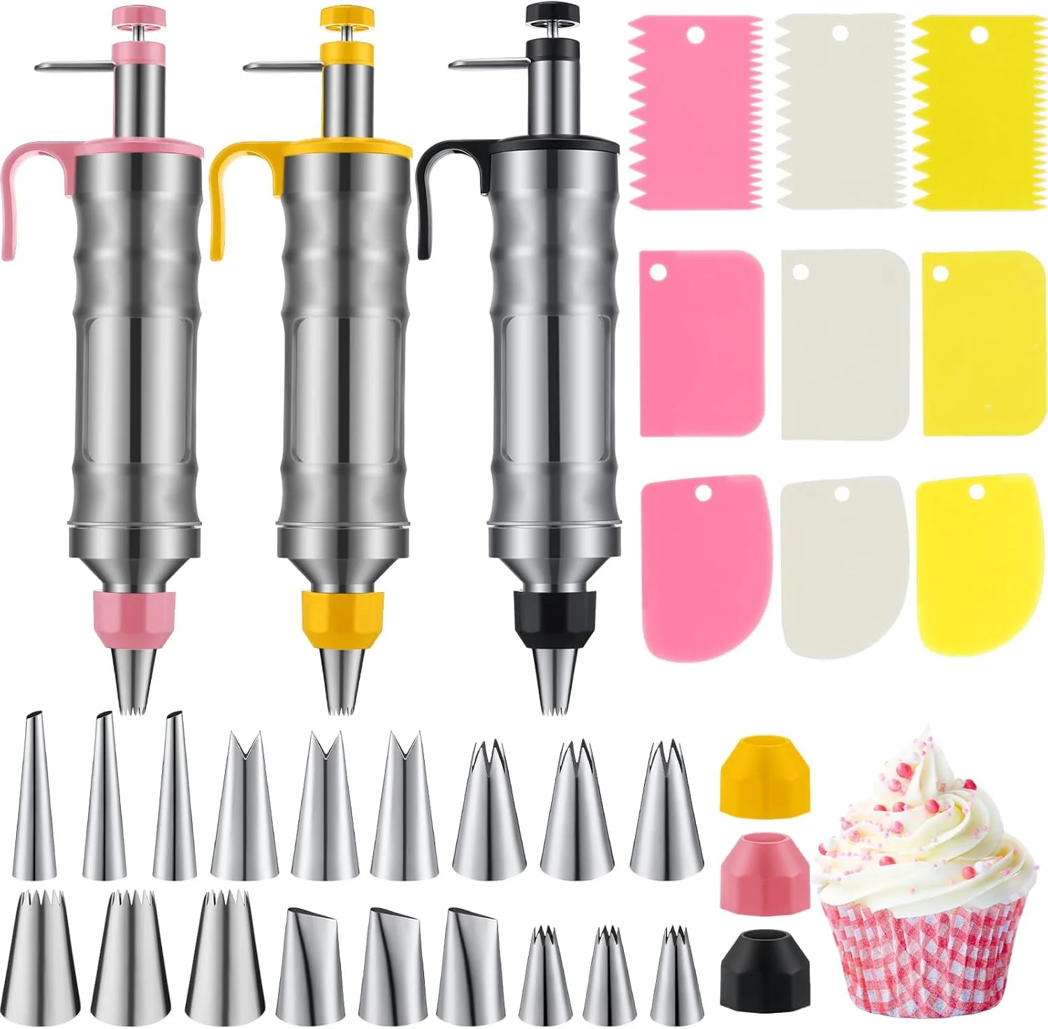Ziliny 3 Sets Dessert Decorating Syringe Set, Cupcake Frosting
