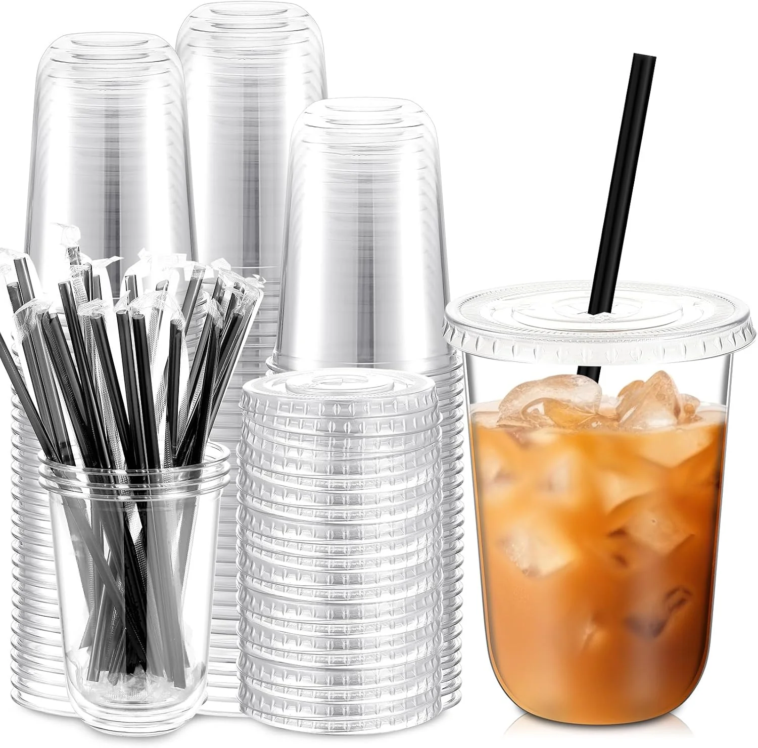 Ziliny 100 Set 16 oz Clear Plastic Cups