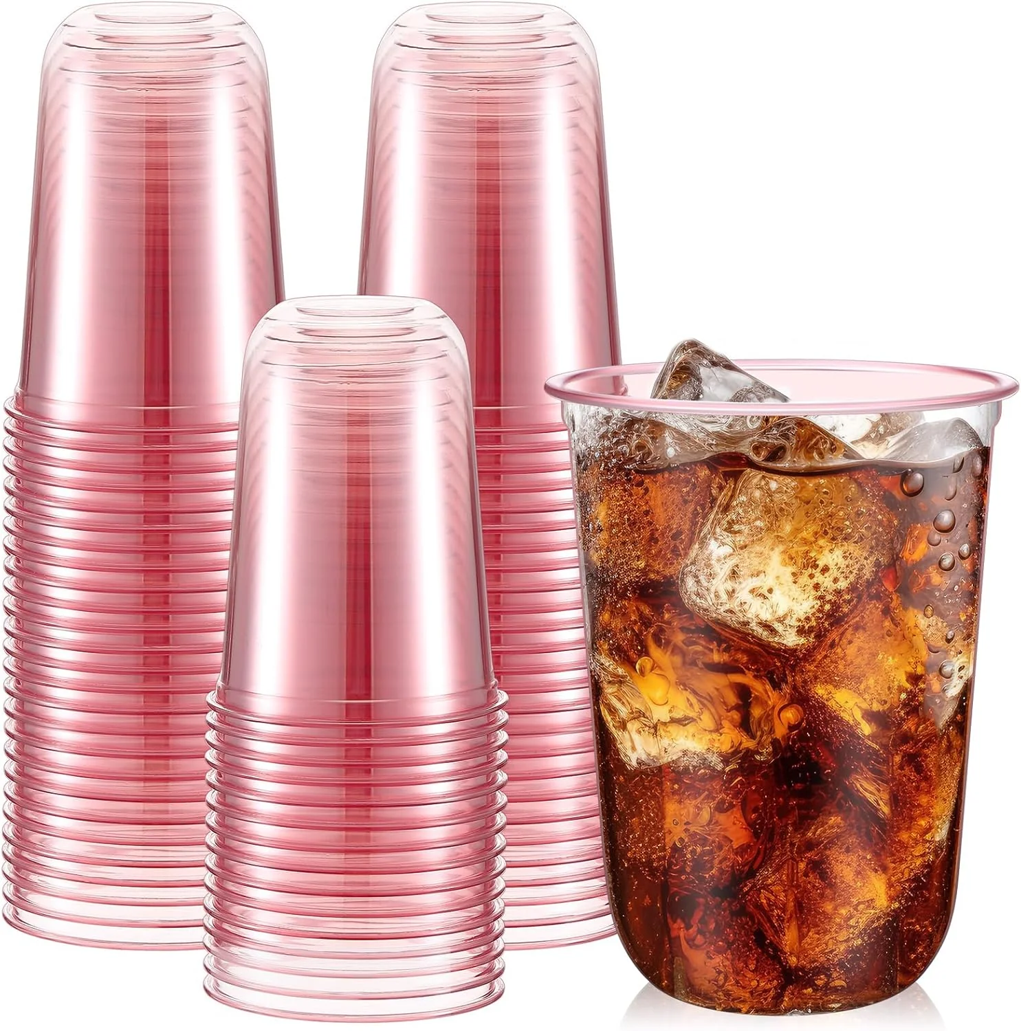 50 Pcs 16oz Disposable Stemless Glasses Crystal Plastic...