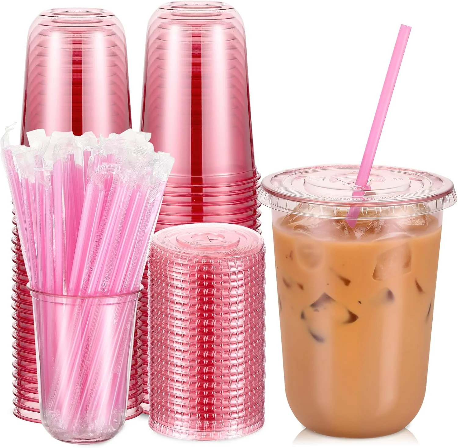 Ziliny 50 Sets Clear Round Bottom Plastic Cups