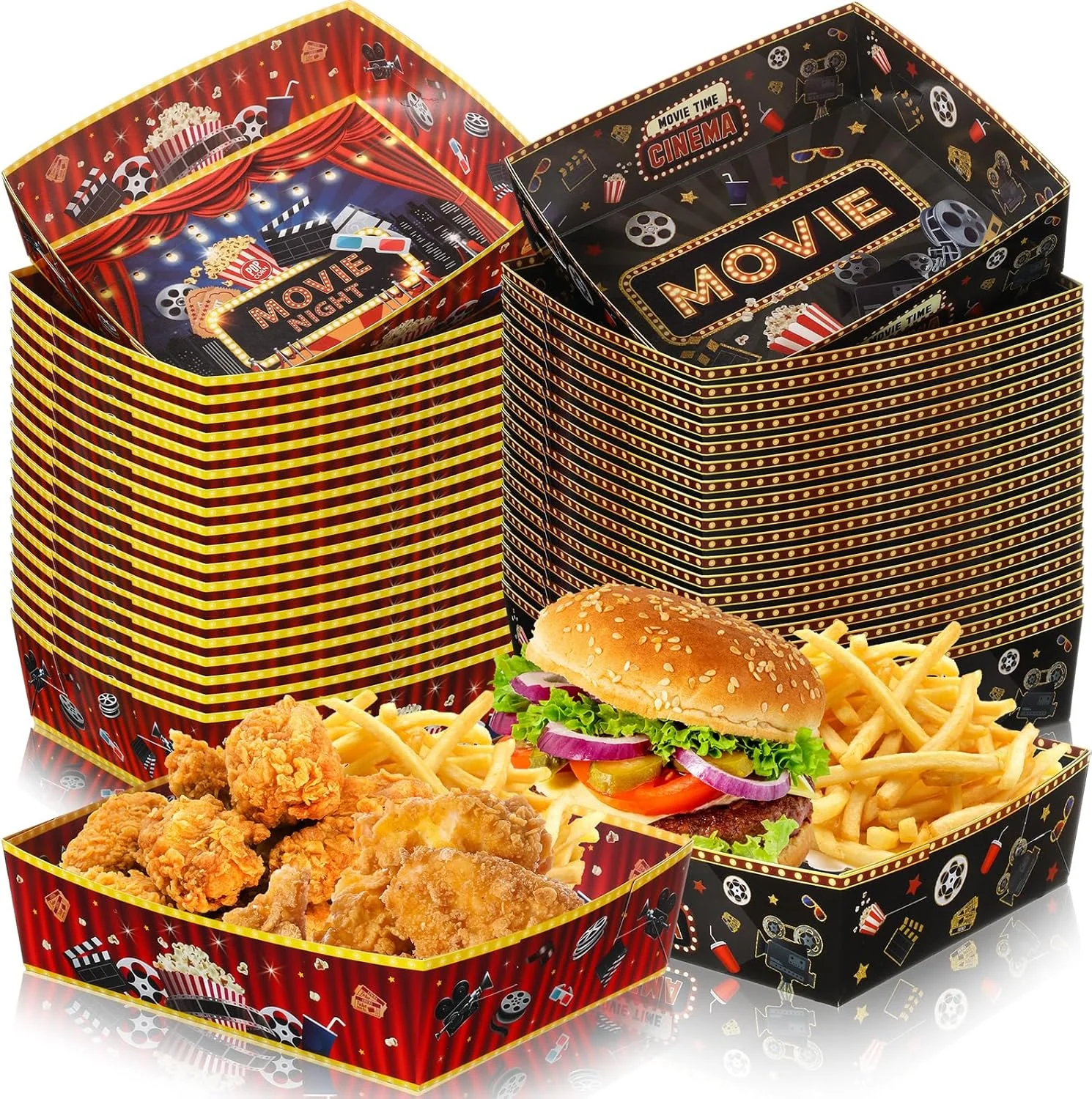 Ziliny 48 Pcs Movie Night Snack Tray 5 Lbs