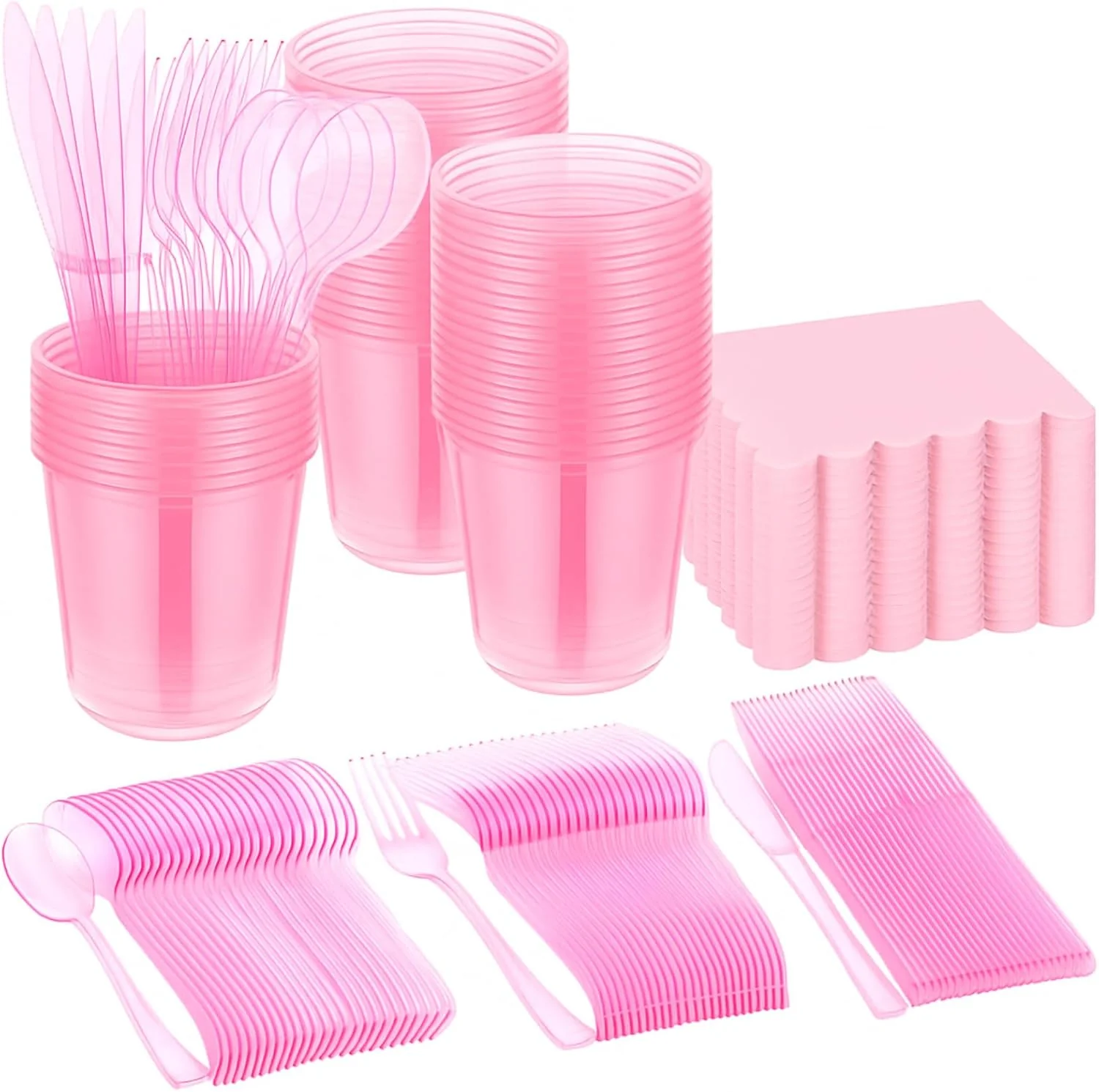 Ziliny 50 Sets Pink Table Party Supplies Set, 12oz
