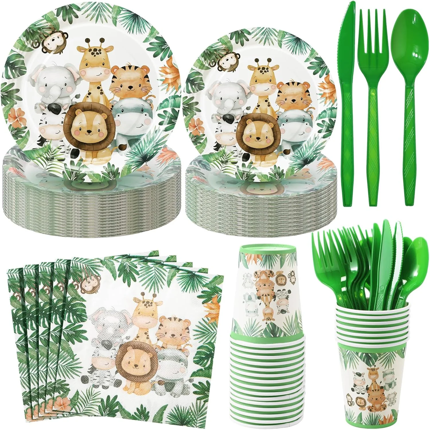 Ziliny 280 Pcs Jungle Safari Animal Paper Plates