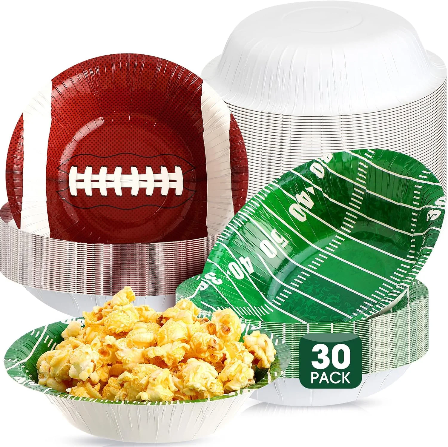 Ziliny 30 Pcs 16 oz Football Paper Bowls Football