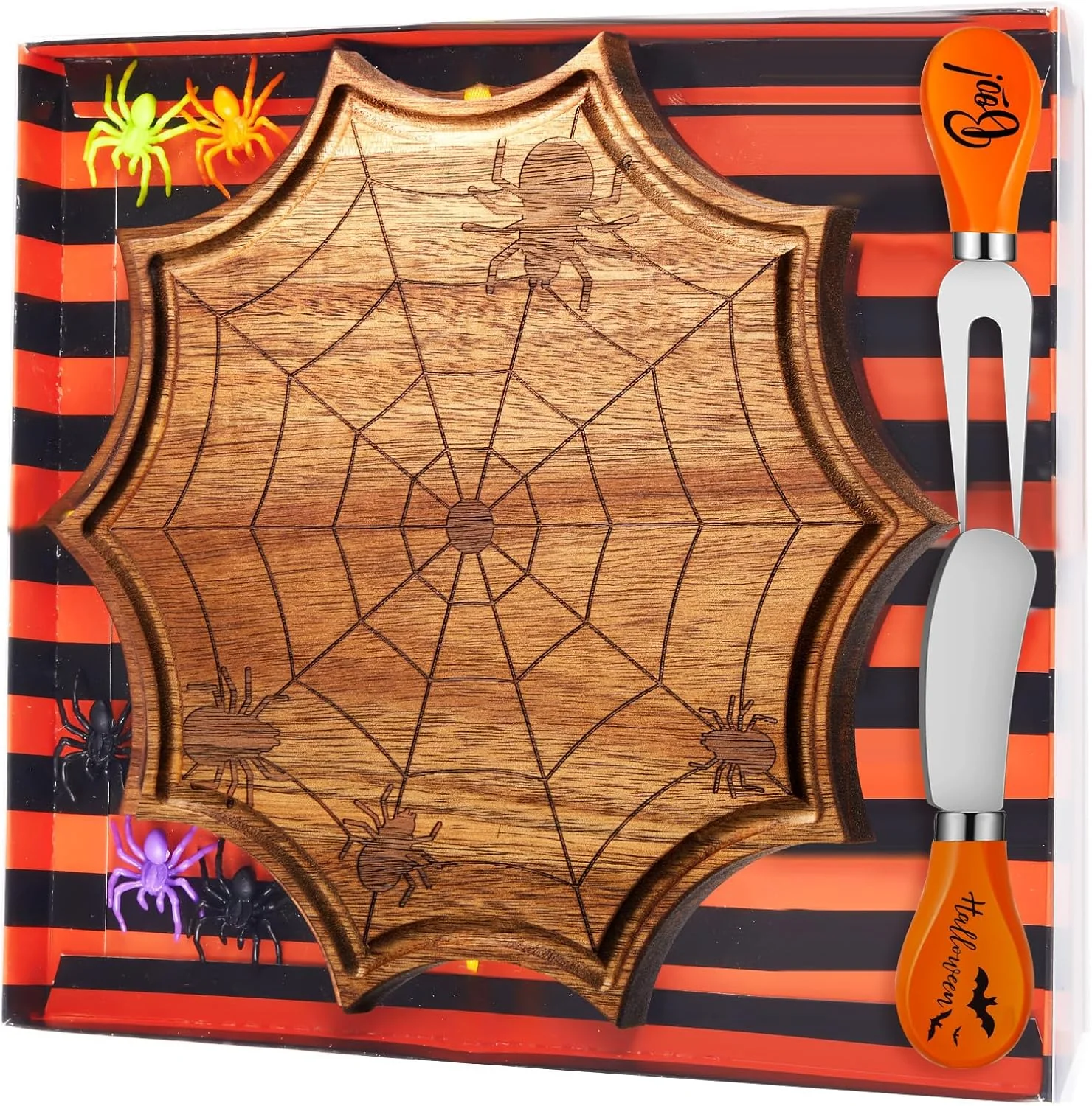 Ziliny Halloween Cheese Board Mini Spider Net Shaped Charcuterie