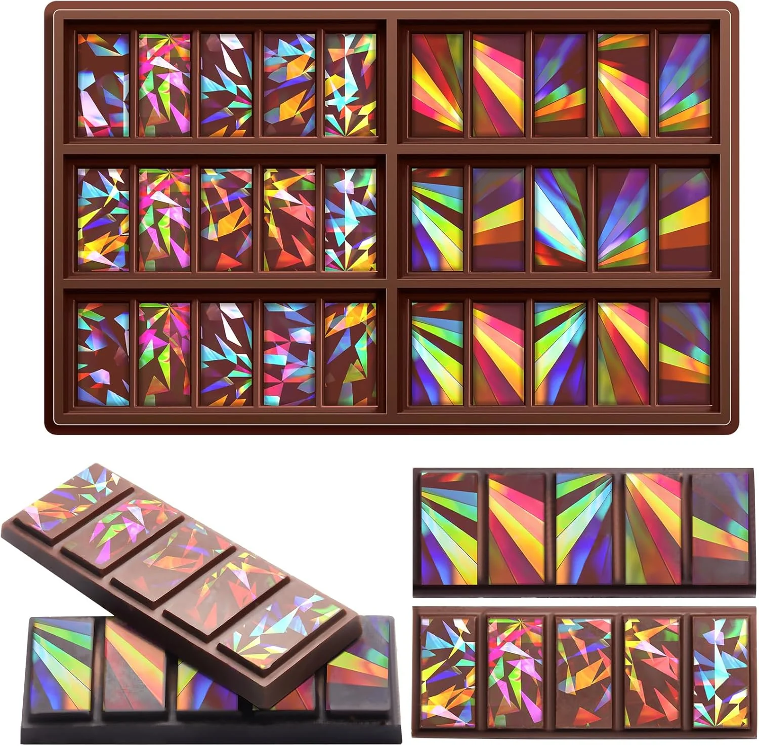 Holographic Chocolate Molds Resin Silicone Chocolate Bar...