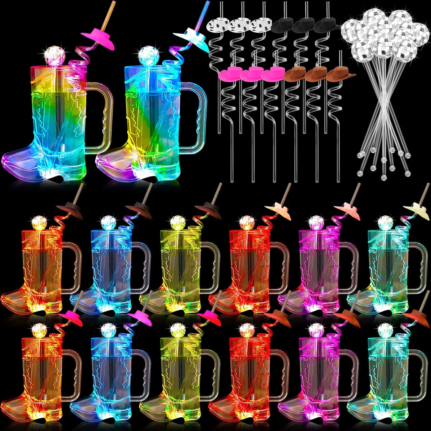Ziliny 12 Sets LED Cowboy Boot Mug Cups including