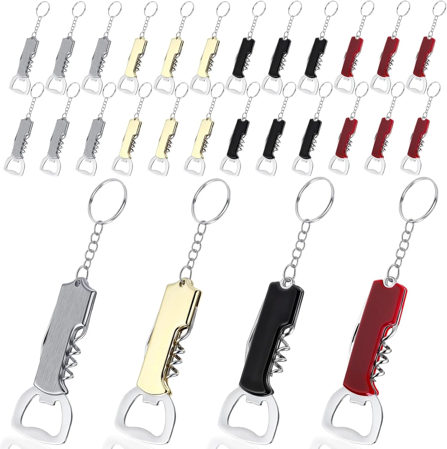 Ziliny 24 Pcs Bottle Opener Keychain Bulk Wine Bottle