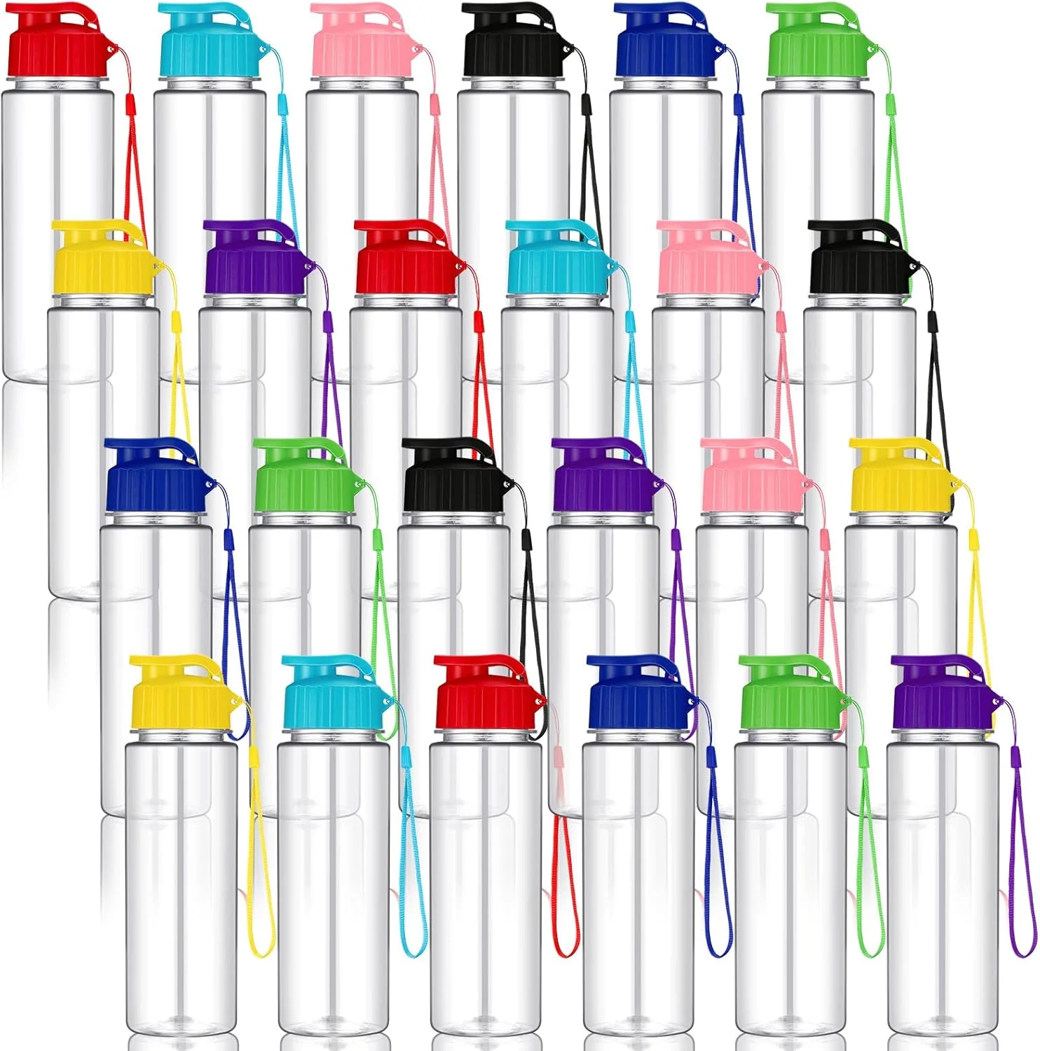 24 Pcs Plastic Water Bottles for Kids Bulk 17 oz Reusable...