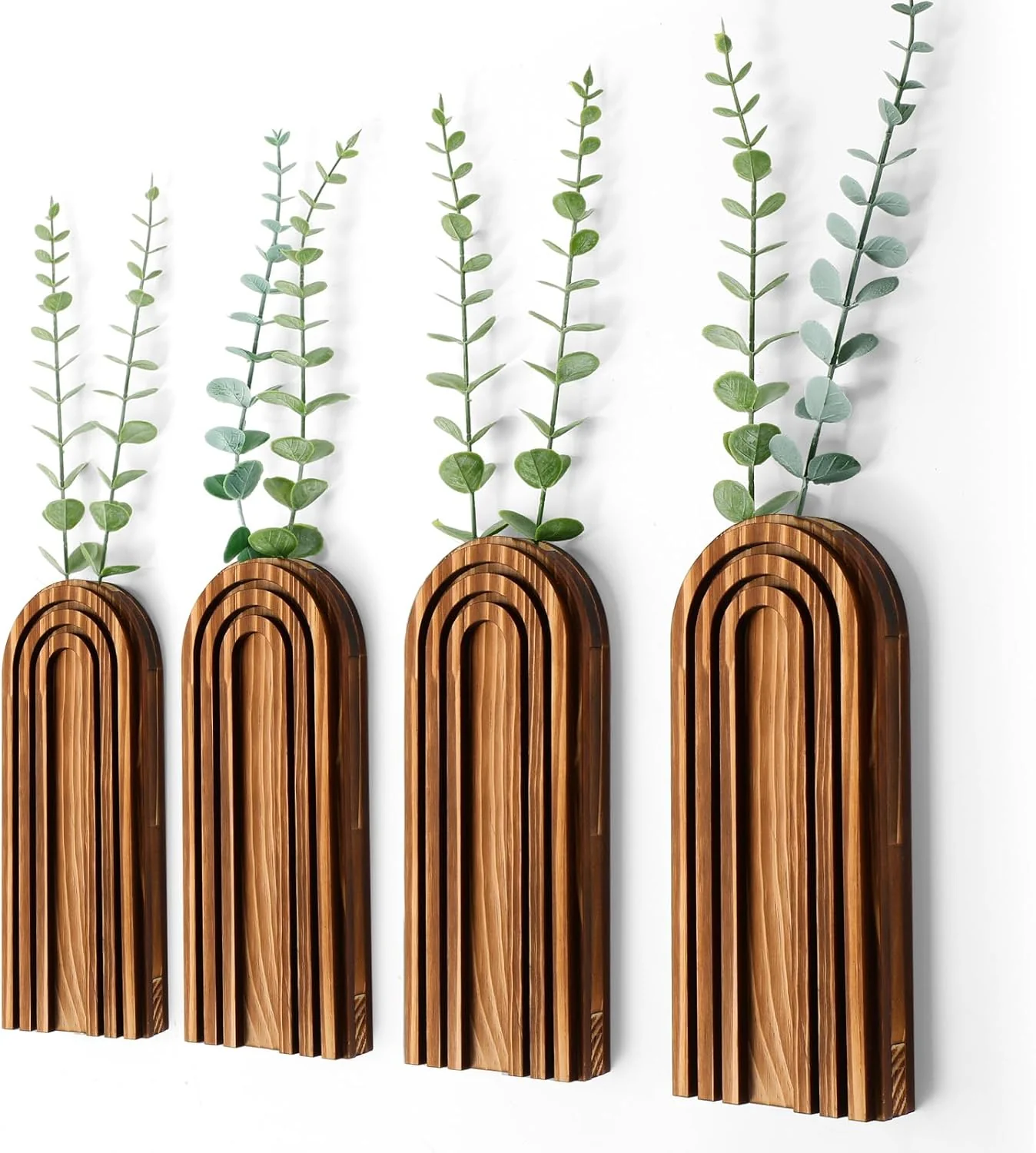 4 Pack Wall Planter Indoor Decor Plant Holders Boho Wood...
