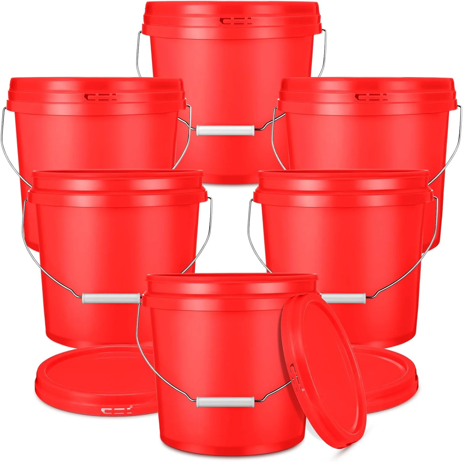 Ziliny 6 Pack 2 Gallon Plastic Bucket with Lid