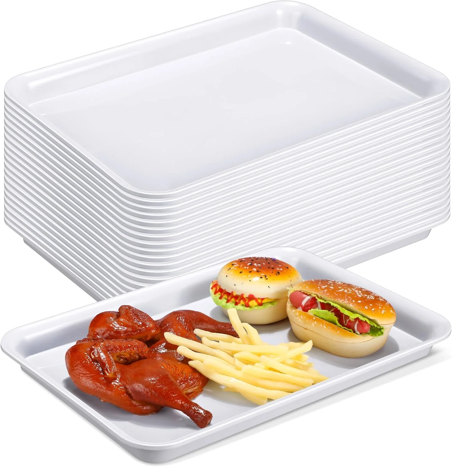 Ziliny 20 Pcs Plastic Serving Trays Bulk Plastic Serving