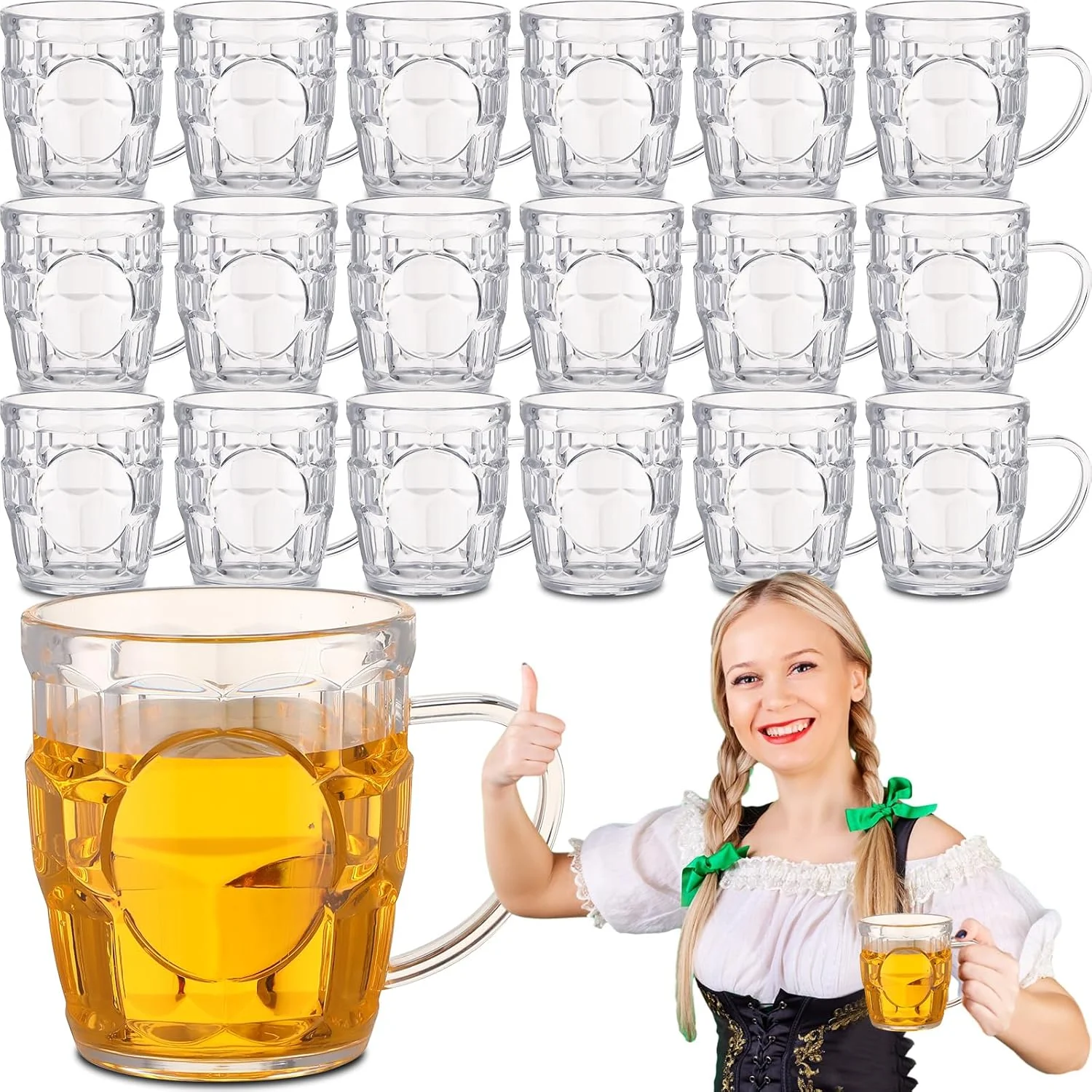 Ziliny 20 Pcs 8 oz Plastic Beer Mugs