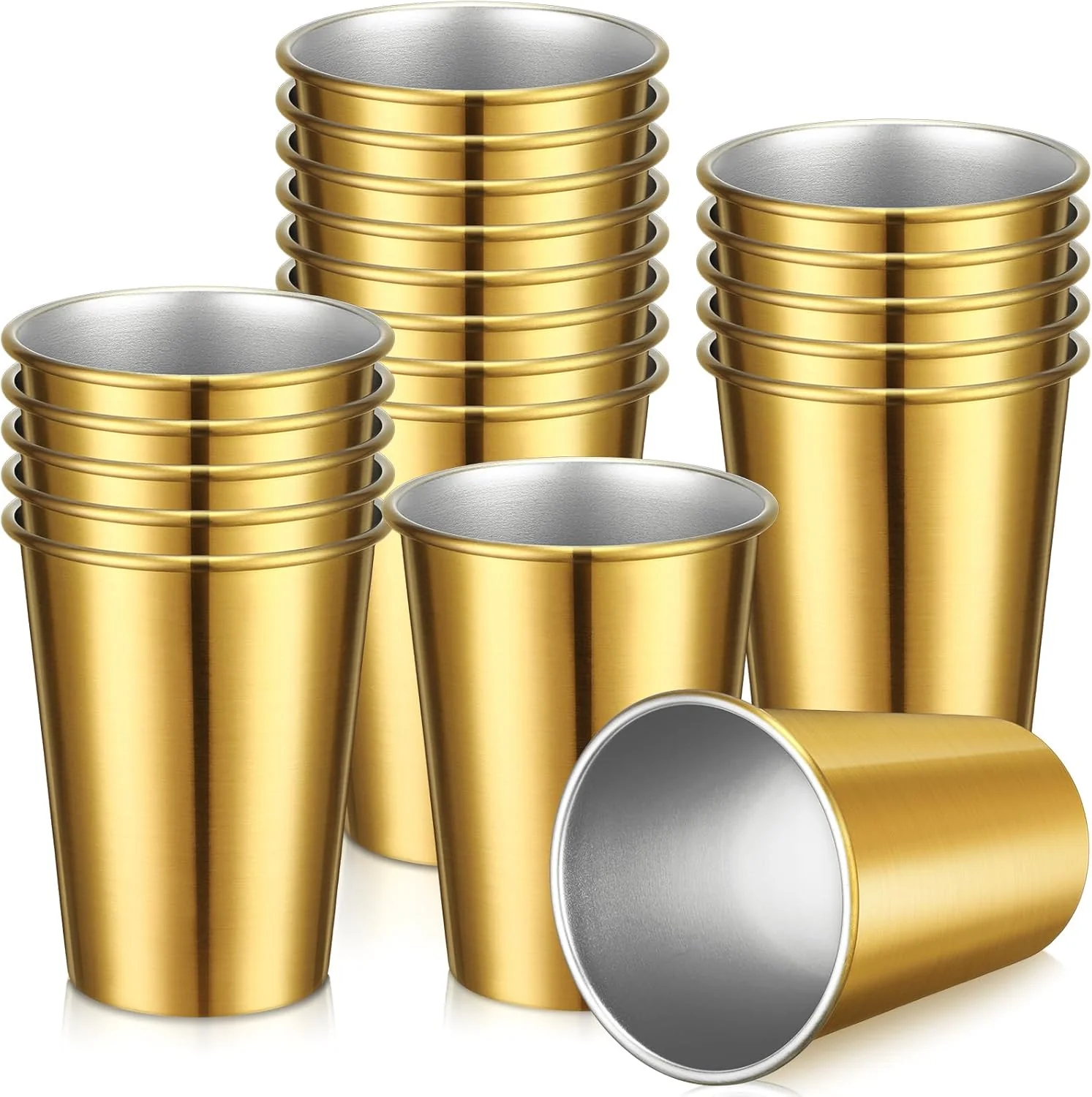 Ziliny 16 Pack Stainless Steel Cups 12 oz Metal