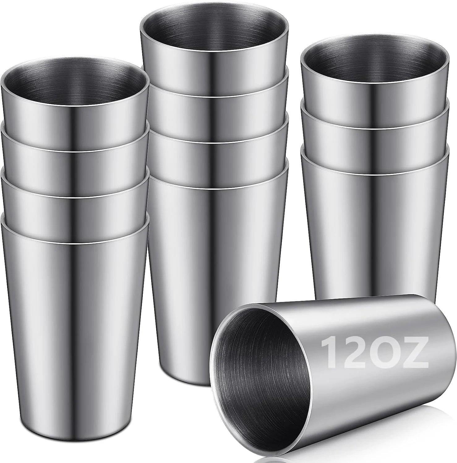 12 Pack Stainless Steel Cups 12oz Double Wall Vacuum Cup...