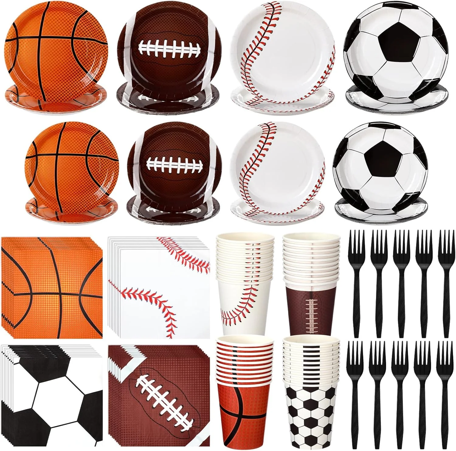 Ziliny 200 Pcs Sports Party Supplies Paper Plates Napkins