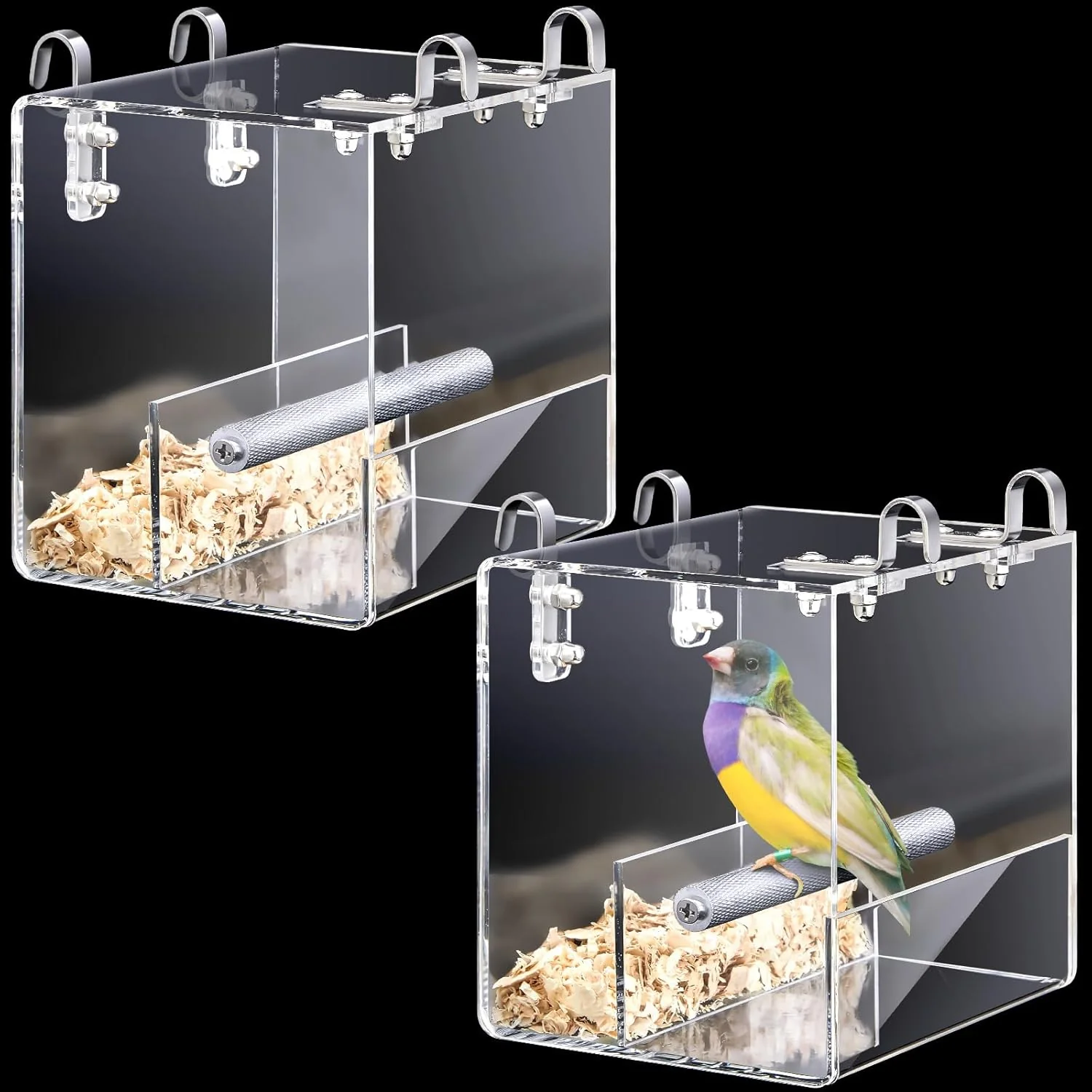 Ziliny 2 Pieces No Mess Bird Feeder for Cage