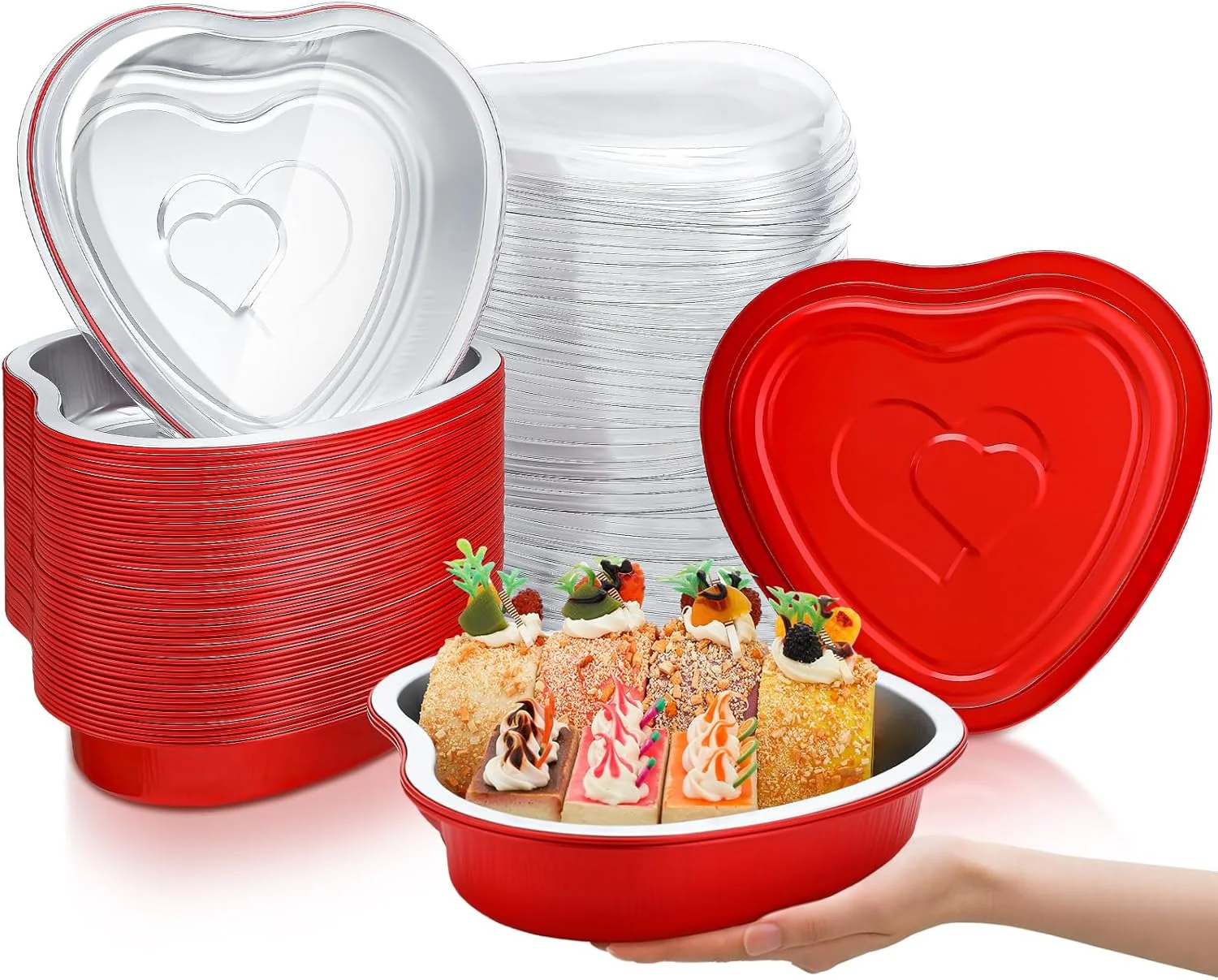 Ziliny 50 Pcs Extra Large Foil Heart Shaped Cake