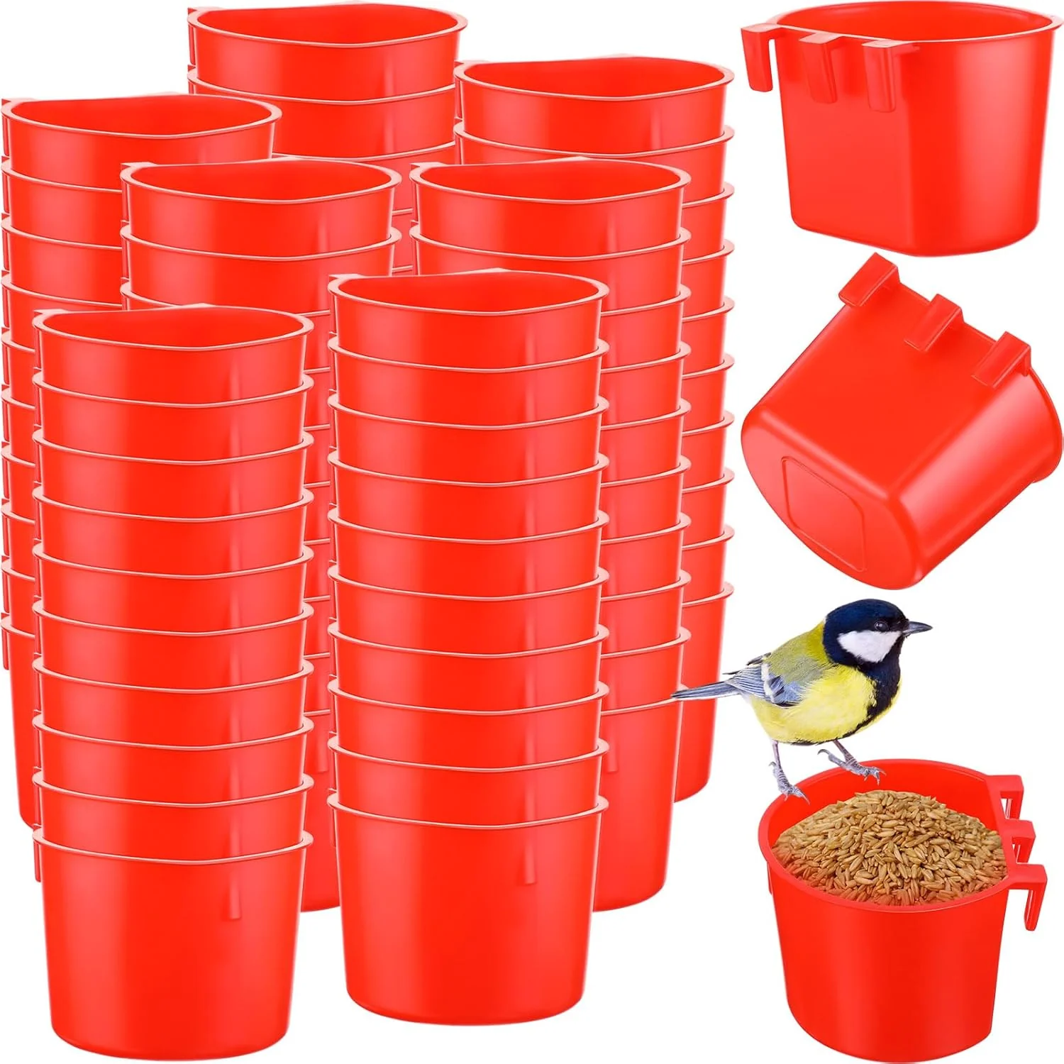 Ziliny 120 Pcs Cage Cups Chicken Birds Feeder Cups