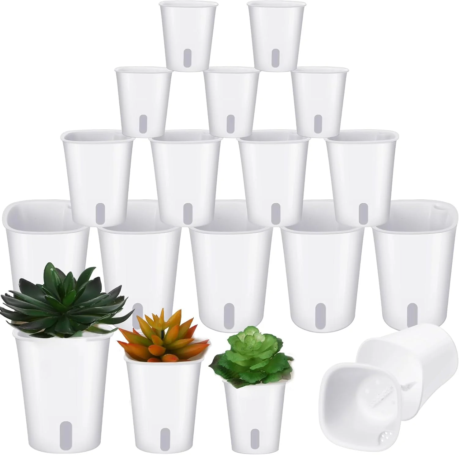 18 Pcs Self Watering Pots - 3 Sizes Plastic Flower Plant...