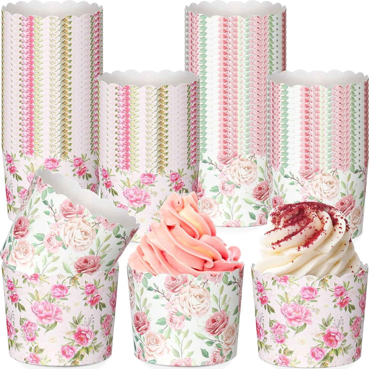 Ziliny 100 Pcs Floral Cupcake Liners for Wedding Classroom