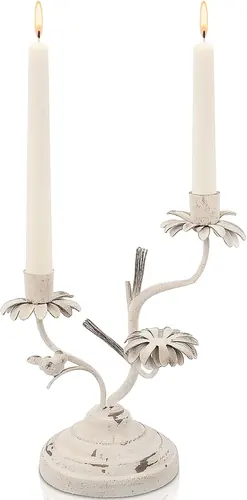 Ziliny 13 Inch Vintage Candle Holder 2 Arms Flower