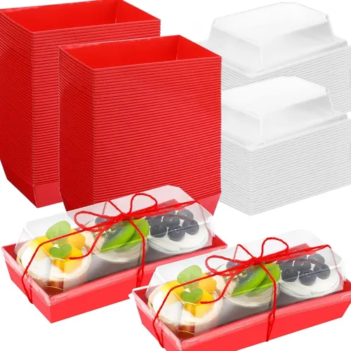 Ziliny 100 Pcs Red Charcuterie Boxes with Clear Lids