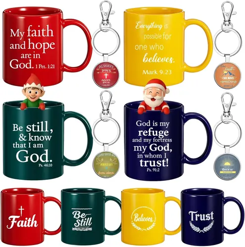 Ziliny 4 Sets Christian Coffee Mugs with Bible Verse