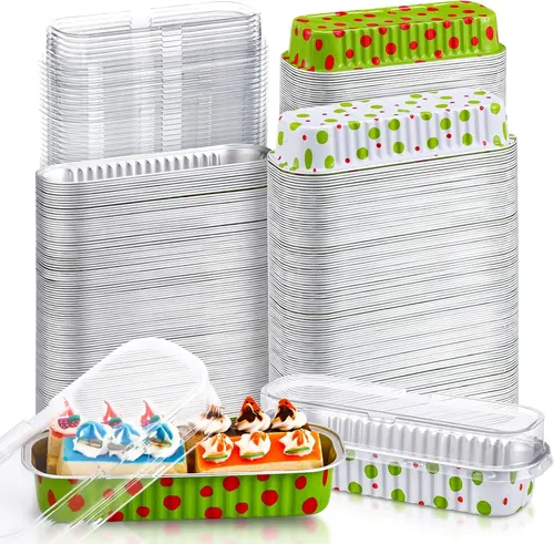 Ziliny 200 Pcs Christmas Aluminum Foil Mini Loaf Pans