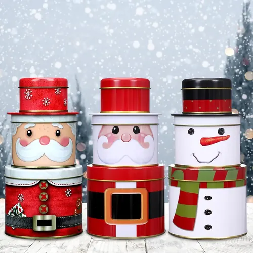 Ziliny 3 Set Christmas Cookie Tins 3 Size Christmas