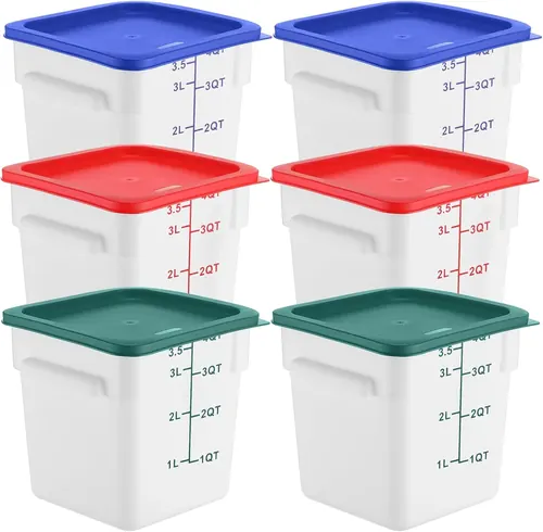 Ziliny 6 Pieces 4 Quart Commercial Food Storage Containers