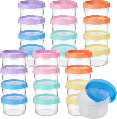 Ziliny Reusable 7 oz Plastic Containers with Lids Food