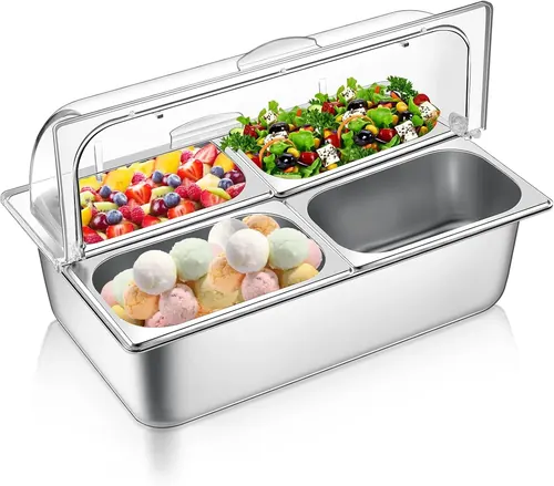 Ziliny Countertop Food Serving Display Container with Roll-Top Cover, 5 Count, 21 x 13 x 13 in