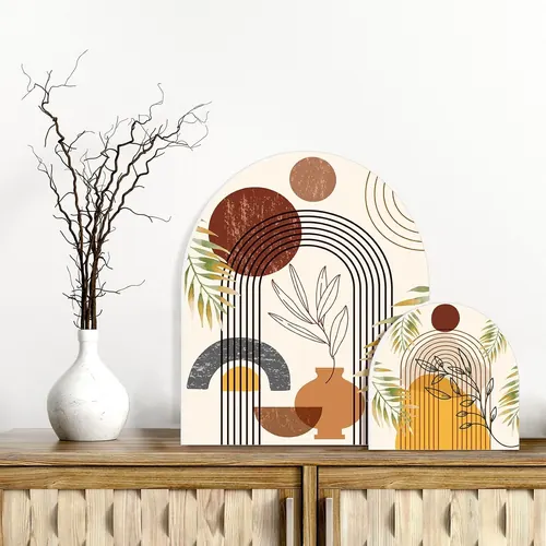 Ziliny 2 Pcs Wooden Decorative Cutting Board Rainbow Shaped
