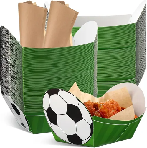 Ziliny 100 Pcs Soccer Paper Food Trays 5 lb
