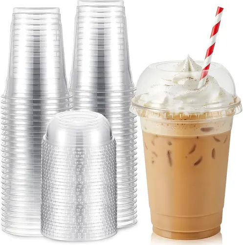 Ziliny 50 Set Clear Plastic Cups with Wide Dome