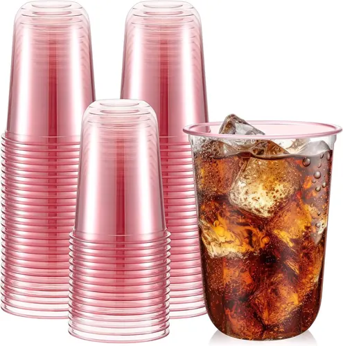 Ziliny 50 Pcs 16oz Disposable Stemless Glasses Crystal Plastic