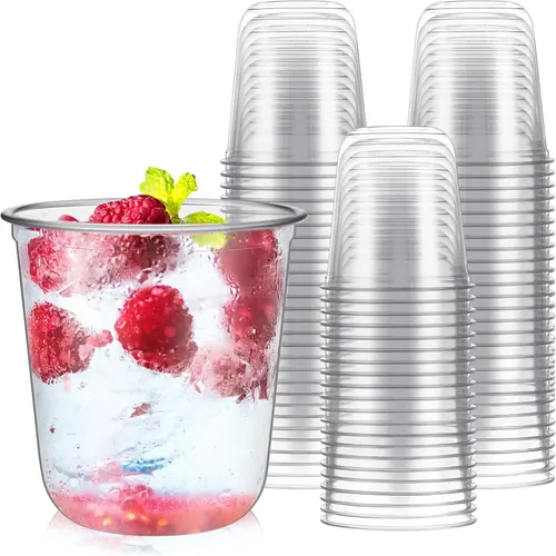 Ziliny 50 Pcs Disposable Stemless Glasses 12oz Crystal Plastic