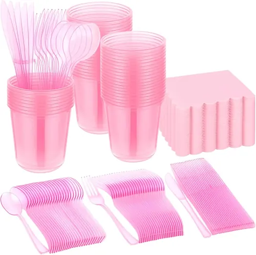 Ziliny 50 Sets Pink Table Party Supplies Set, 12oz