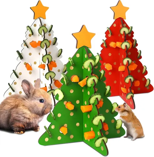 Ziliny 3 Sets Rabbit Foraging Toy Christmas Guinea Pig